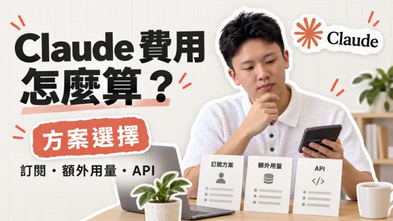 施文凱看著計算機，比較 Claude 訂閱、額外用量和 API 三種計費